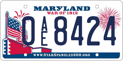 MD license plate 0AE8424