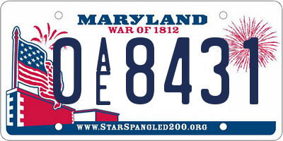 MD license plate 0AE8431