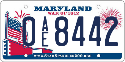 MD license plate 0AE8442