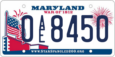 MD license plate 0AE8450