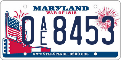MD license plate 0AE8453