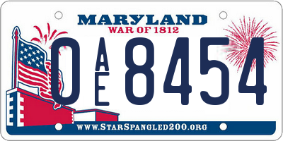 MD license plate 0AE8454