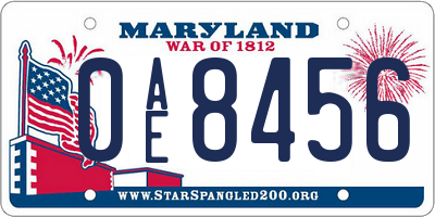 MD license plate 0AE8456