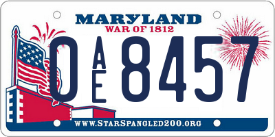 MD license plate 0AE8457