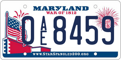 MD license plate 0AE8459