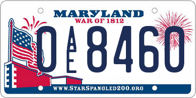 MD license plate 0AE8460
