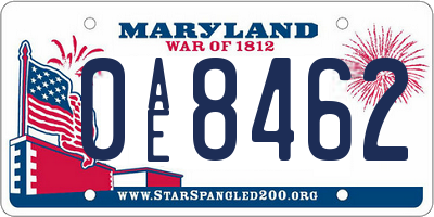 MD license plate 0AE8462