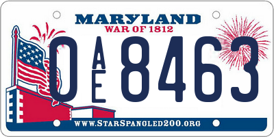 MD license plate 0AE8463