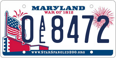 MD license plate 0AE8472