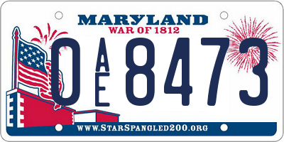 MD license plate 0AE8473