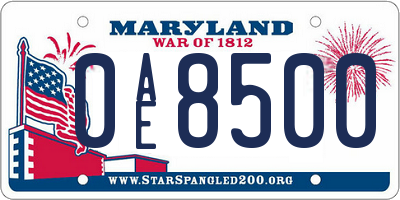 MD license plate 0AE8500