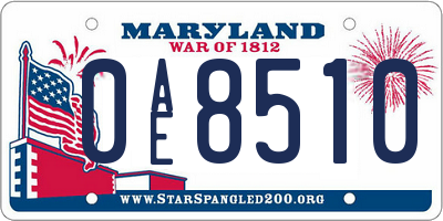 MD license plate 0AE8510