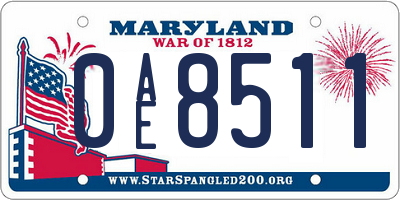 MD license plate 0AE8511