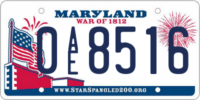 MD license plate 0AE8516