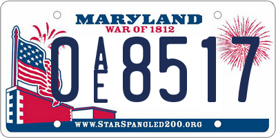 MD license plate 0AE8517