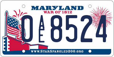 MD license plate 0AE8524