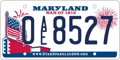 MD license plate 0AE8527