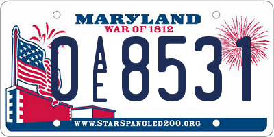 MD license plate 0AE8531