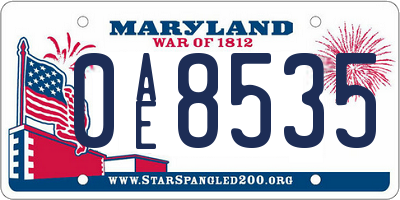 MD license plate 0AE8535