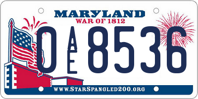 MD license plate 0AE8536