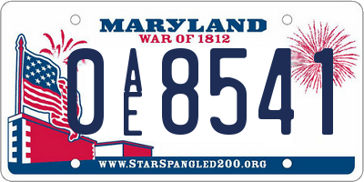 MD license plate 0AE8541
