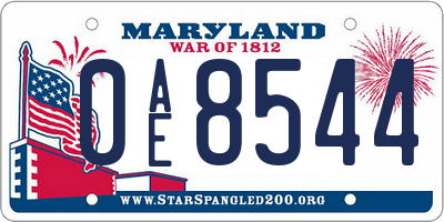 MD license plate 0AE8544