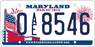 MD license plate 0AE8546