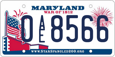 MD license plate 0AE8566