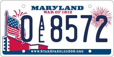 MD license plate 0AE8572