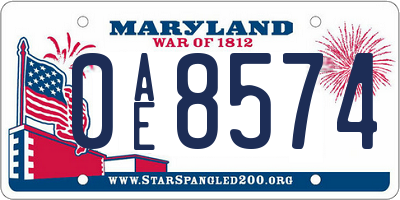 MD license plate 0AE8574