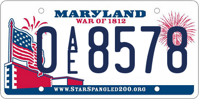 MD license plate 0AE8578