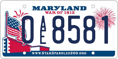 MD license plate 0AE8581