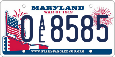 MD license plate 0AE8585