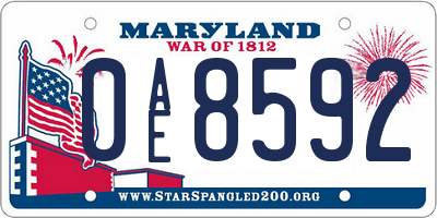 MD license plate 0AE8592