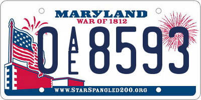 MD license plate 0AE8593