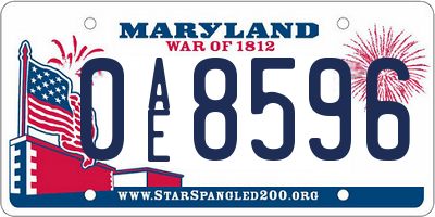 MD license plate 0AE8596
