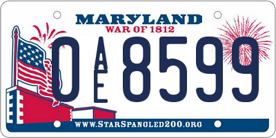MD license plate 0AE8599