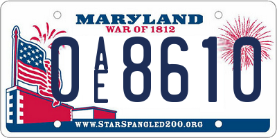 MD license plate 0AE8610