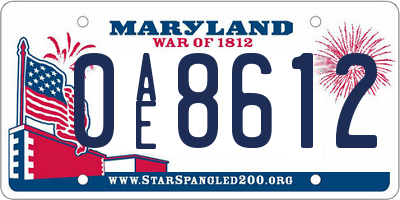 MD license plate 0AE8612