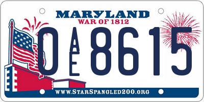 MD license plate 0AE8615
