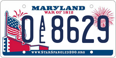MD license plate 0AE8629