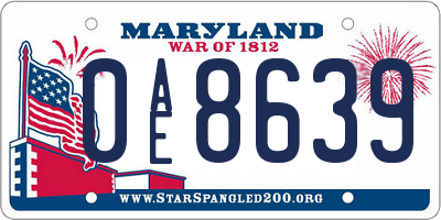 MD license plate 0AE8639