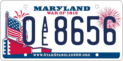 MD license plate 0AE8656