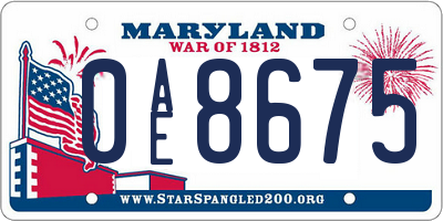 MD license plate 0AE8675
