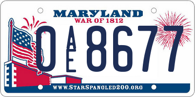 MD license plate 0AE8677