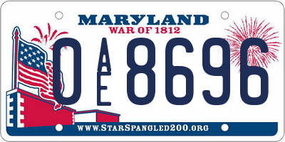 MD license plate 0AE8696
