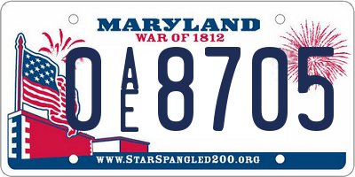 MD license plate 0AE8705