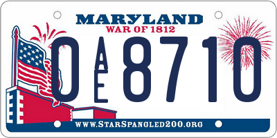 MD license plate 0AE8710