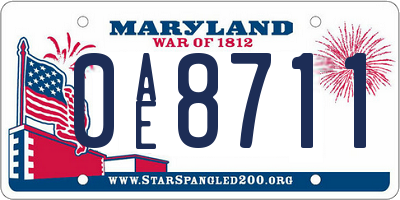 MD license plate 0AE8711