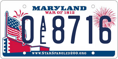 MD license plate 0AE8716